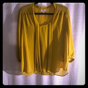 ☀️July sale☀️LOFT** canary yellow tie blouse
